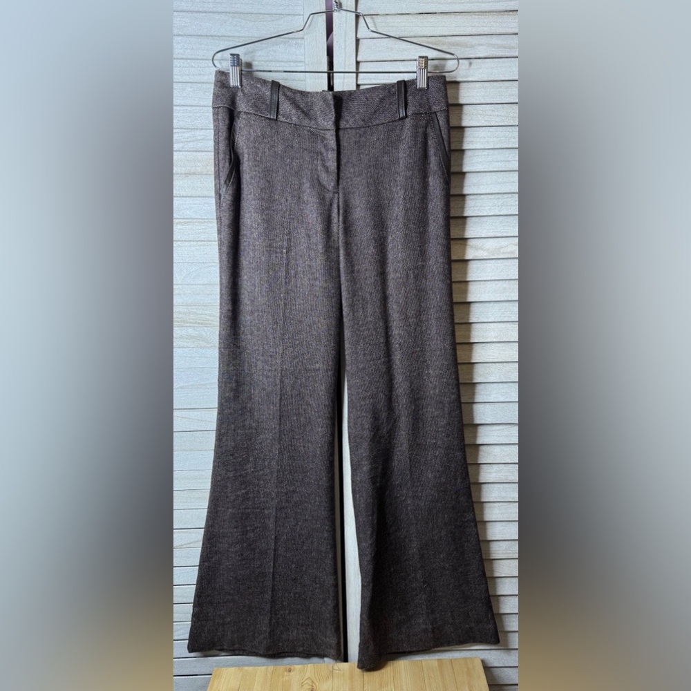 Bebe Brown Tweed Chic Gray Wide-Leg Trousers. Size 6. Great Condition. Y2K.